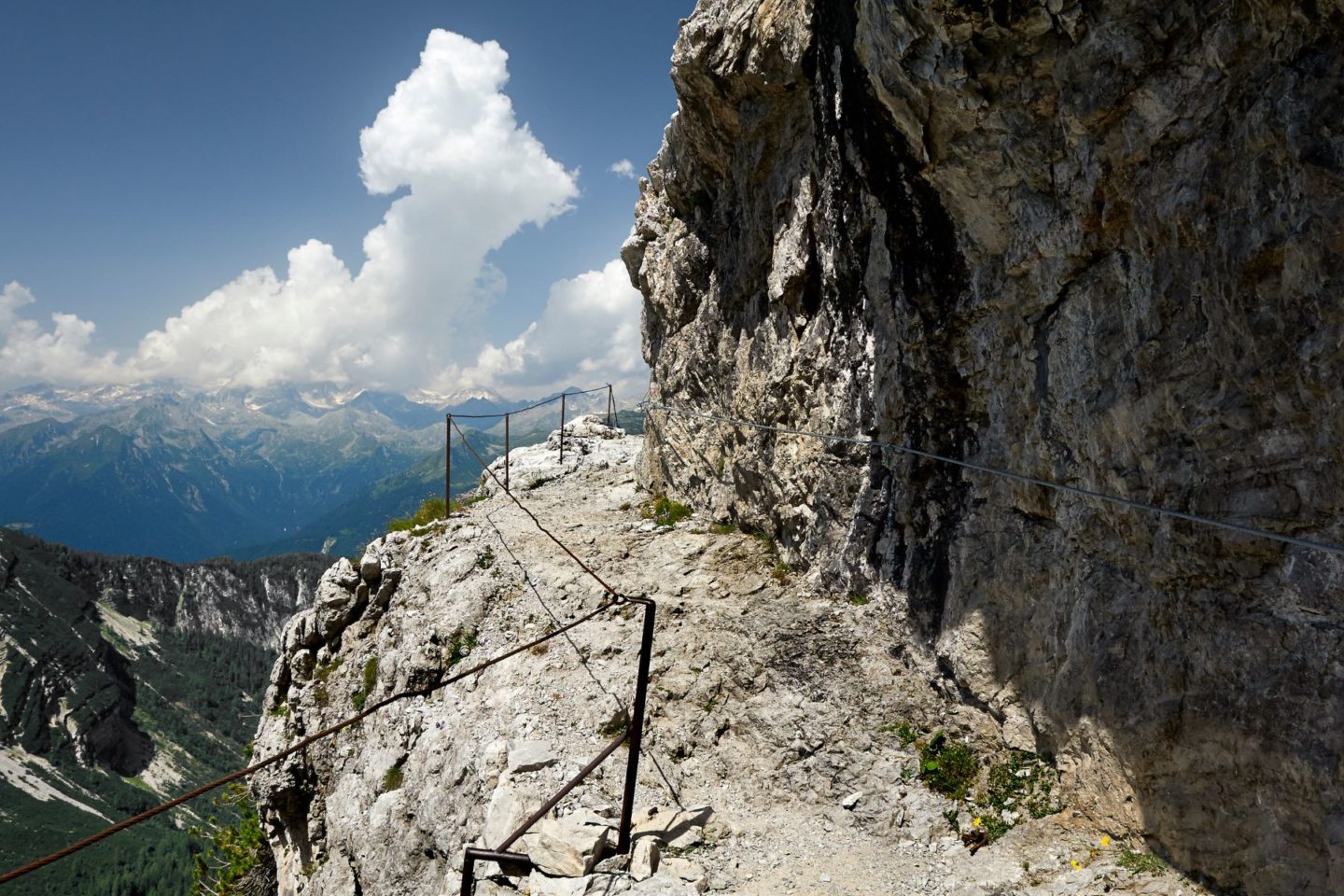 the brenta dolomites - showing hiking trails within the moutains