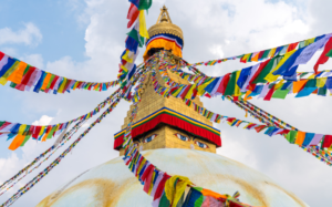 Boudhanath Stupa and Prayer Flags in Kathmandu