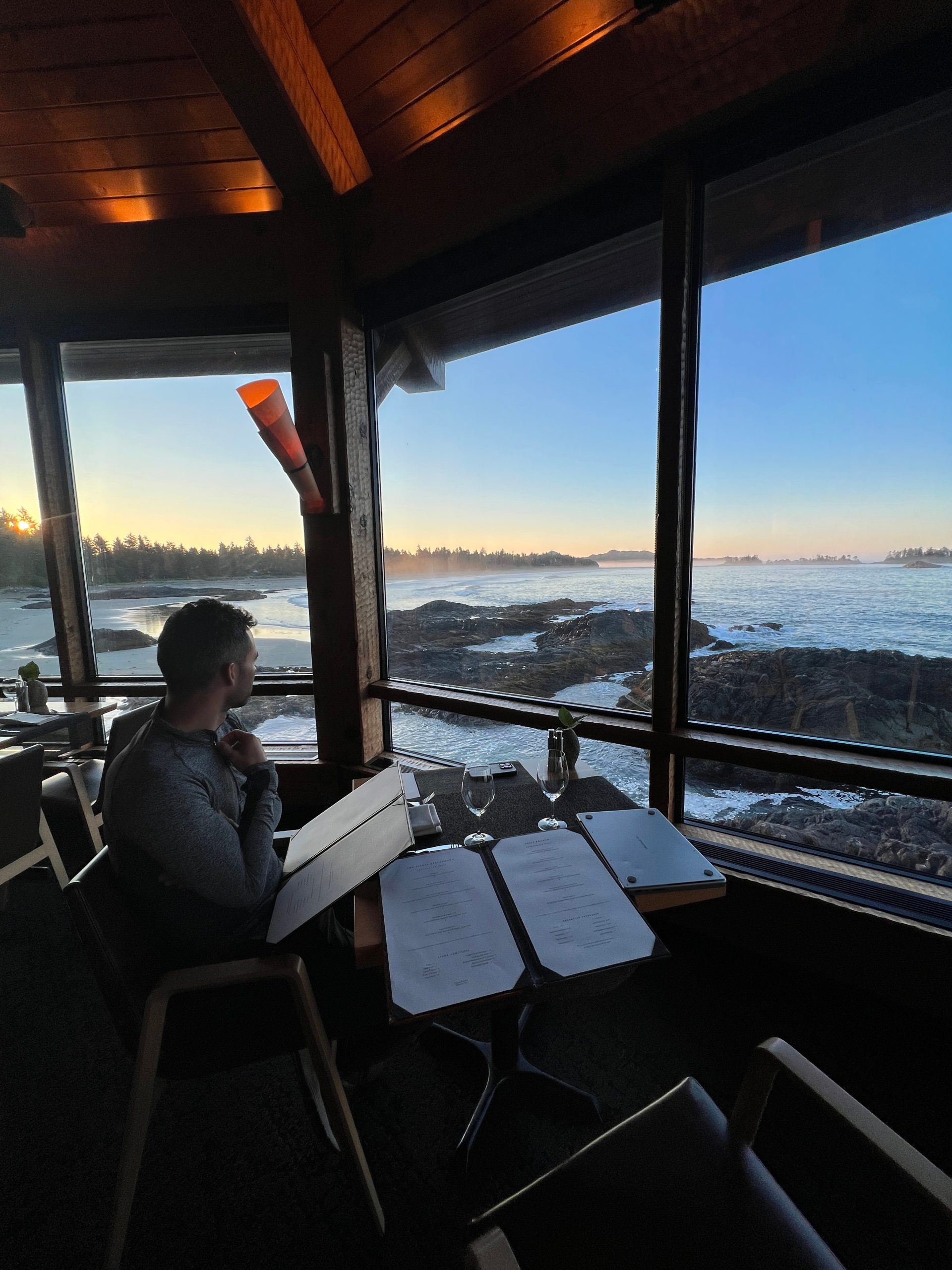 Looking out to sea from a restaurant in Tofino, Vancouver Island