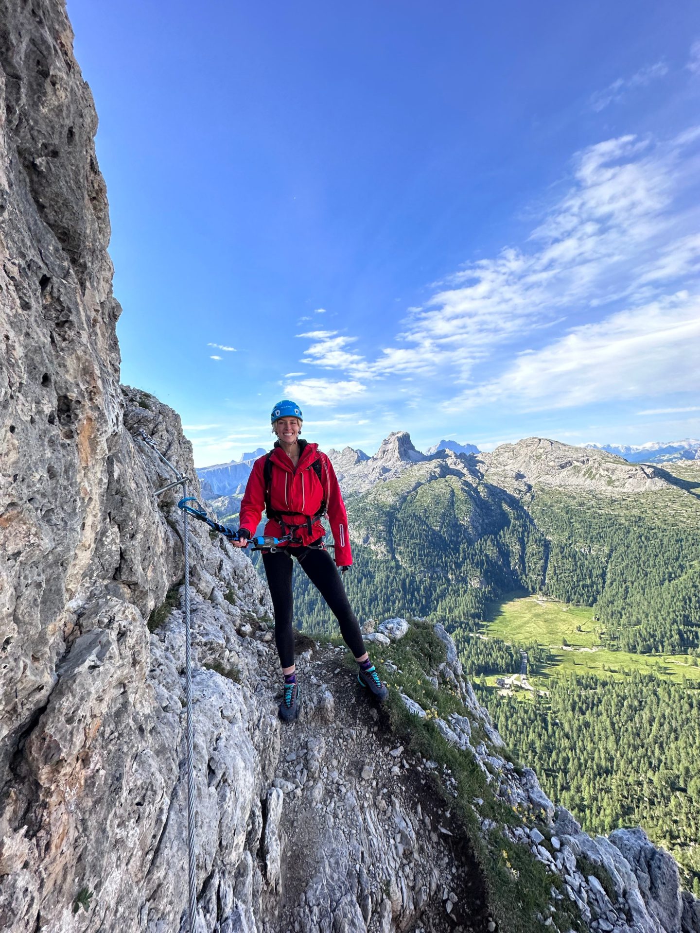 Zanna van Dijk on a via ferrata in the Dolomites
